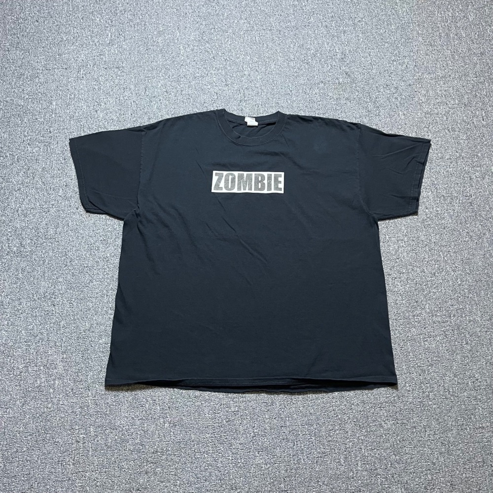 Y2K Zombie Box Logo T-Shirt 2XL Black Short Sleeve Graphic Tee